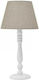 Click Wood Table Lamp for Socket E27 with Beige Shade and White Base