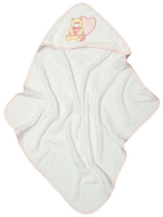 Sunshine Hooded Baby Bath Towel Heart White