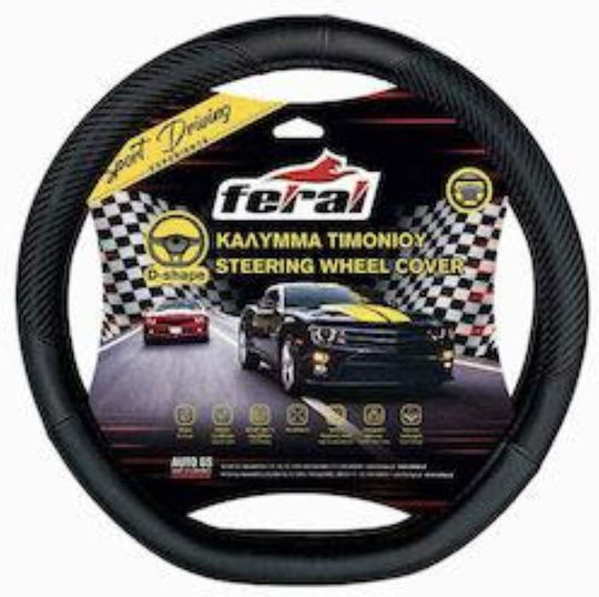 Auto Gs Car Steering Wheel Cover D Carbon with Diameter 38cm made of Leatherette Black