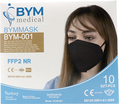 Bym Medical BYM-001 Disposable Protective Mask FFP2 NR Black 10pcs