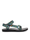 Leather Women's Flat Sandals Sporty in Blue Color