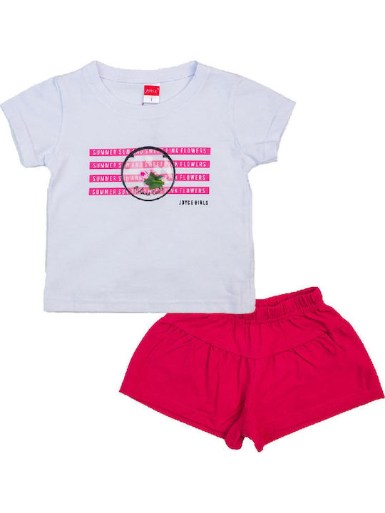 Kids' Set with Shorts Summer 2pcs White Flowers