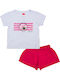Kids' Set with Shorts Summer 2pcs White Flowers