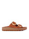Despoina Leder Flache Damen Anatomisch Sandalen Orange