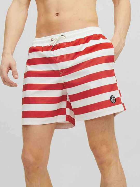 Jack & Jones Men's Swimwear Shorts Flame Scarlet Striped