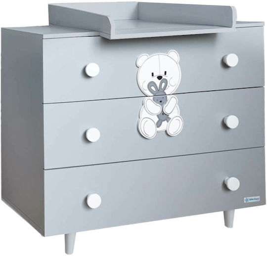 Polar Baby Dresser with 3 Drawers Gray 90x53x85cm