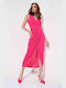 Bill Cost Midi Evening Dress Open Back Fuchsia