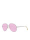 Hally&Son Unisex Sonnenbrille mit Silber Metall Gestell und Rosa Linse