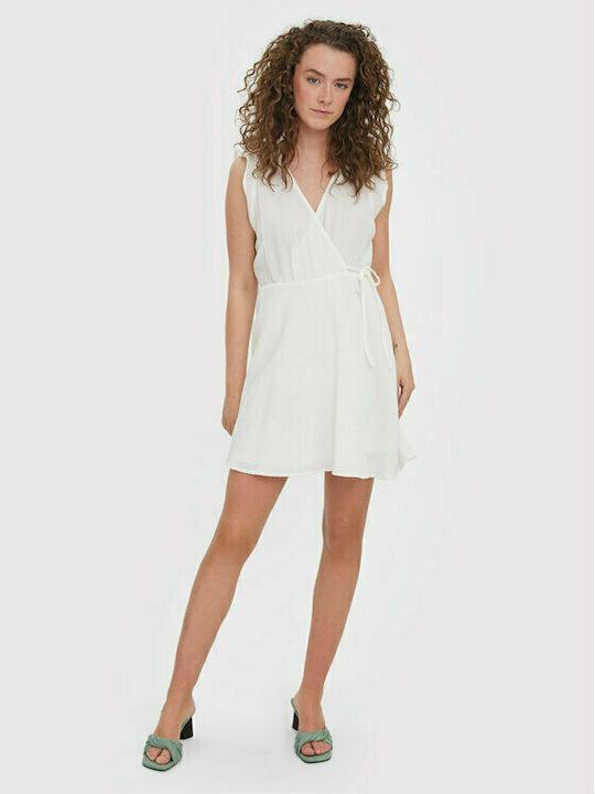 Vero Moda Mini Καλοκαιρινό All Day Φόρεμα Κρουαζέ Λευκό
