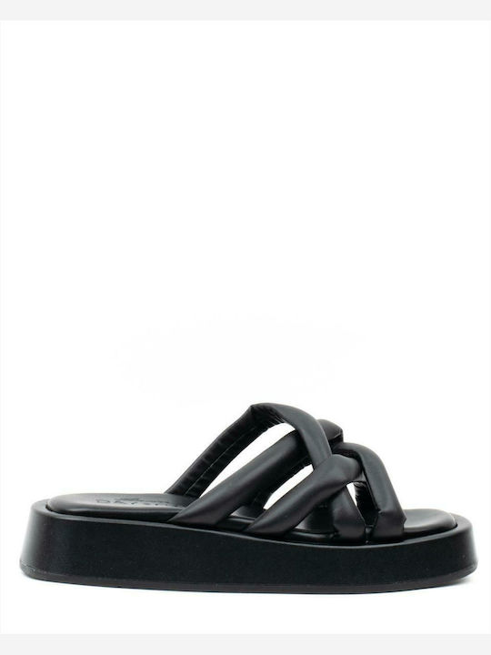 Sante Γυναικεία Σανδάλια Flatforms Μαύρα