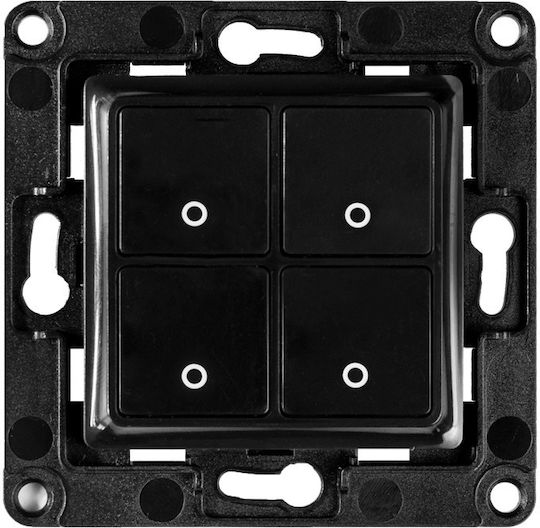 Shelly WS4 Vertiefter Elektrische Wandtaster Wi-Fi Befehle Vierfache Ausführung Ohne Rahmen Schwarz