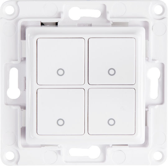 Shelly WS4 Recessed Wall Switch Wi-Fi Commands Quadruplicate without Frame White