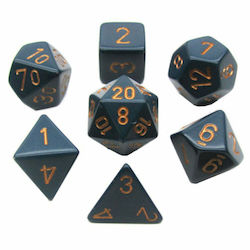 Opaque Polyhedral Dice Dust Blue/Gold 7 Pieces