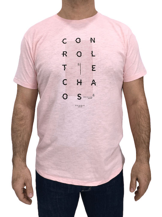 Double Flama Ανδρικό T-shirt Ροζ με Στάμπα