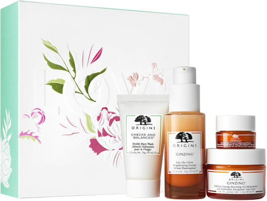 Origins Love and Glow GinZing Radiance-Checks & Balance Σετ Περιποίησης για Ενυδάτωση, Καθαρισμό Προσώπου & Λάμψη 4τμχ