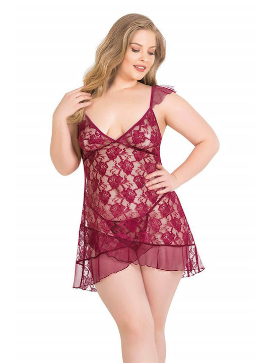 Große Größe Sexy Babydoll Rebel Bordeaux