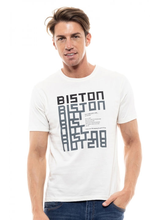 Biston Ανδρικό T-shirt Λευκό με Στάμπα