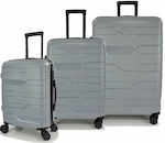 Playbags PP332 Travel Suitcases Hard Gray with 4 Wheels Set 3pcs