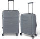 Playbags Reisekoffer Hartschalen Gray Maximalhöhe 65cm mit 4 Räder Set 2Stück pp332-set2