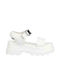 Buffalo Jojo Damen Flache Sandalen Flatforms in Weiß Farbe