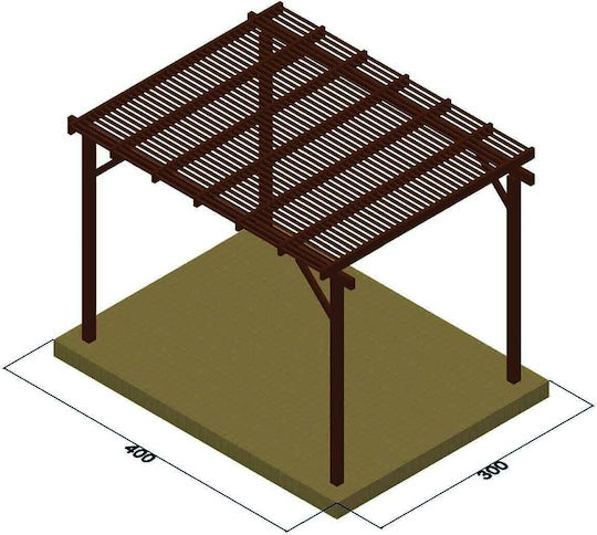 Πέργκολα Κήπου από Ξύλο με Οροφή 500x300cm