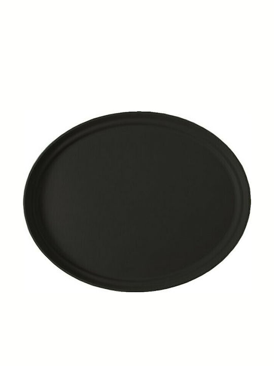 GTSA Oval Tray Non-Slip of Plastic In Black Colour 40cm 1pcs