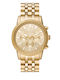 Michael Kors Hutton Men's Watch 43mm Chronograph Battery with Gold Metal Bracelet