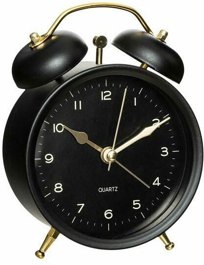 Tabletop Clock with Indicators Metal with Alarm Clock Black