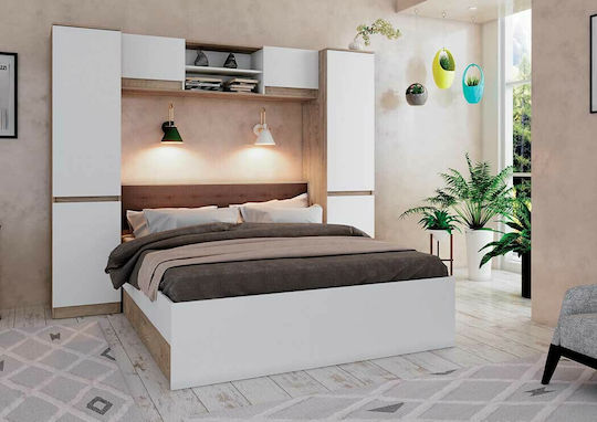Genomax Schlafzimmermöbel-Set K-969 Weiß / Sonomo 160x200cm 4 Stück