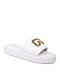 Leder Flache Sandalen für Damen Flatforms in Weiß Farbe