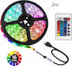 Ταινία LED USB 5V RGB Φως 2m Τύπου SMD5050 με Τροφοδοτικό & Τηλεχειριστήριο
