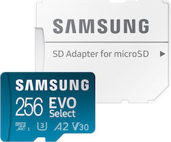 Samsung Evo Select microSDXC 256GB Klasse 10 U3 V30 A2 UHS-I mit Adapter