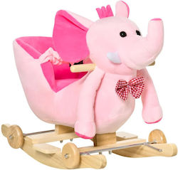 HomCom Rocking Toy Elephant for 18++ months with Music & Wheel with Max Load Capacity 60kg Pink