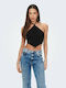 Only Damen Sommer Crop Top Ärmellos Schwarz