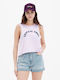 Damen Sport Crop Top Ärmellos Rosa