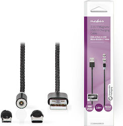 Nedis Braided / Magnetic USB to Type-C / micro USB 2m Cable (CCGB60630BK20)