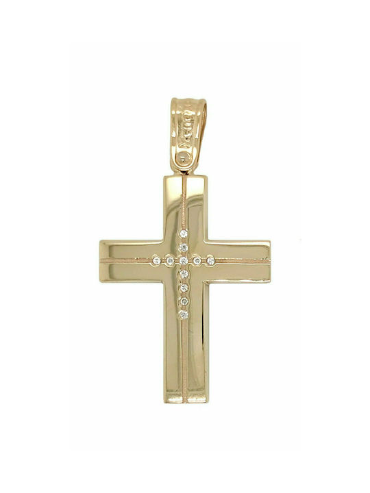 Mertzios.gr Gold Cross 14K Double Sided