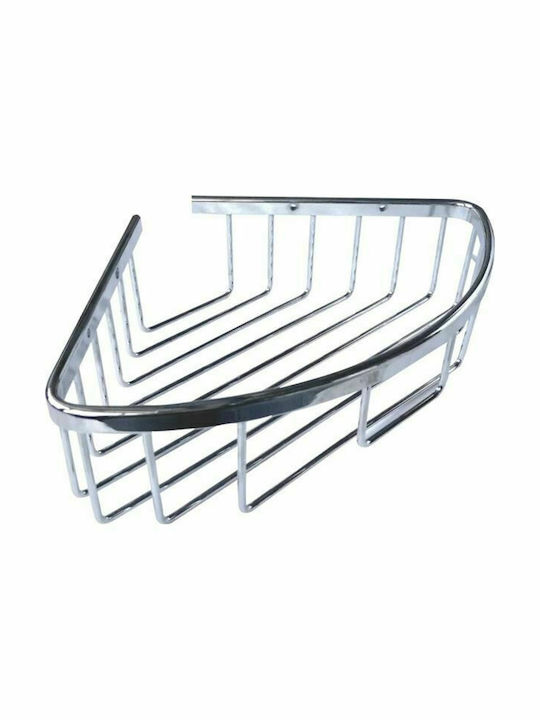 Import Hellas Γωνιακή Ραφιέρα Μπάνιου Μεταλλική 21x21x7.5cm Ασημί
