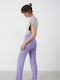 Glycine Dama Talie înaltă Tesatura Pantaloni cu Elastic Violet