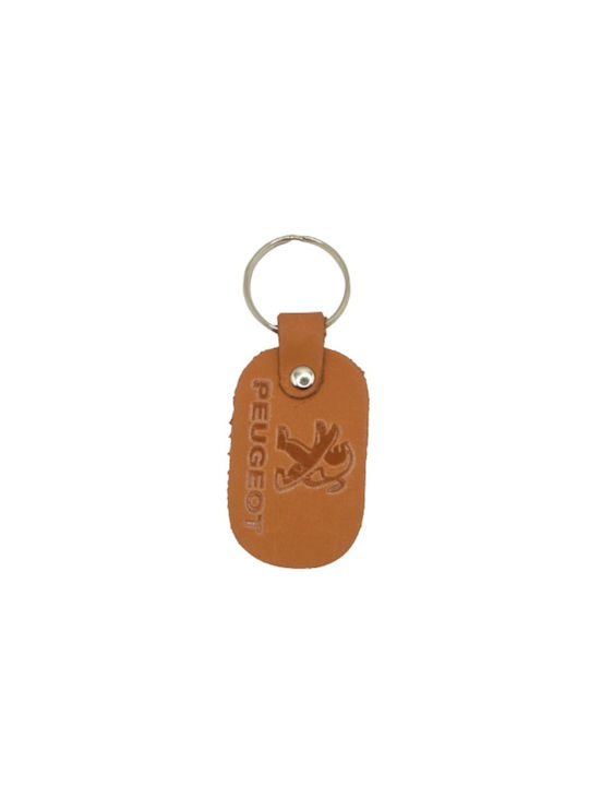 Keyring leather key ring brown PEUGEOT 6346-k