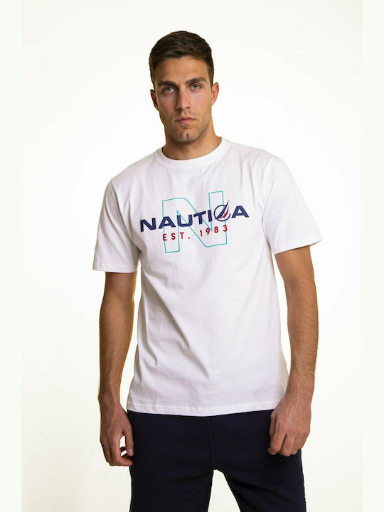 Nautica Ανδρικό T-shirt Λευκό με Στάμπα