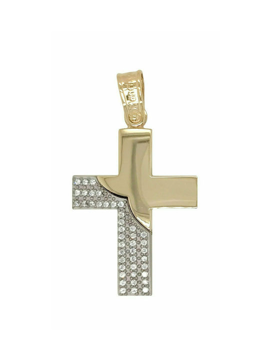 Mertzios.gr Gold Cross 14K Double Sided