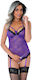 Daring Intimates Lace Teddy With Open Crotch Sexy Κορμάκι με Δαντέλα Purple