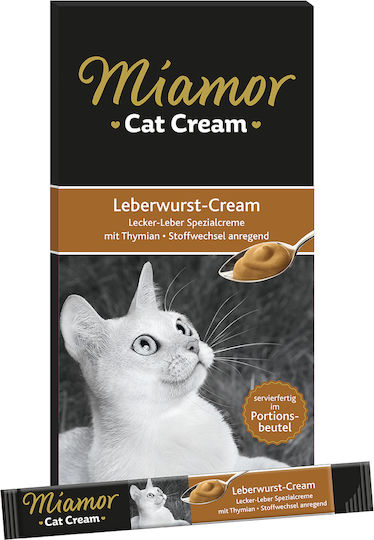 Miamor Cat Cream Wet Food for Adult Cats in Pouches with Liver 6x15gr