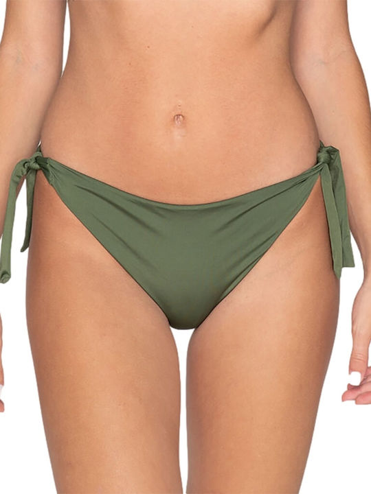 Luna Bikini Slip mit Schnürchen Khaki