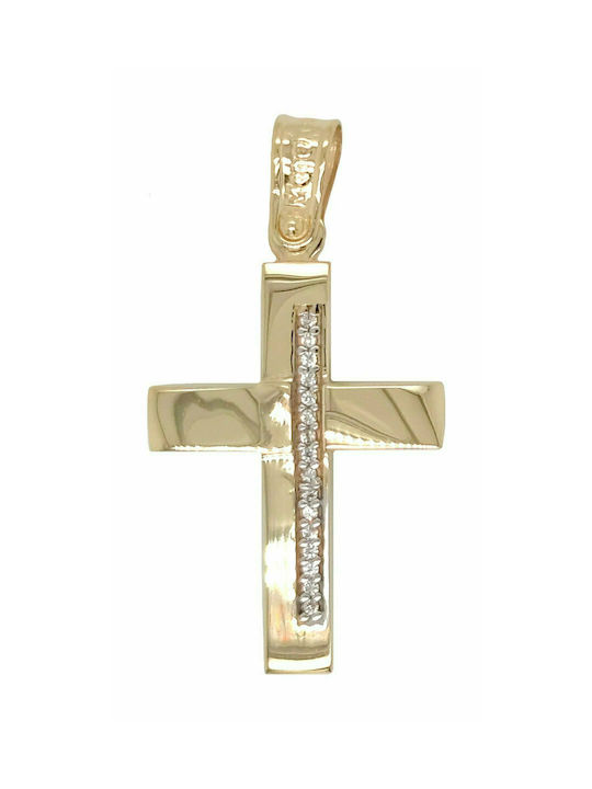 Mertzios.gr Gold Cross 14K Double Sided