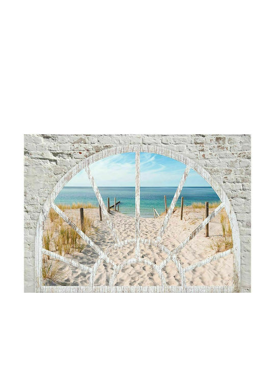 Autocolantă Fototapet de Perete 245x175cm Window View - Beach Bej