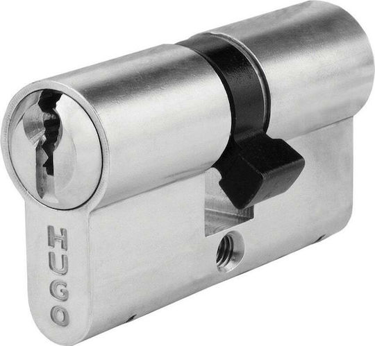 Hugo Locks Κύλινδρος Κλειδαριάς Ασφαλείας 75mm (30-45) με 3 Κλειδιά Ασημί