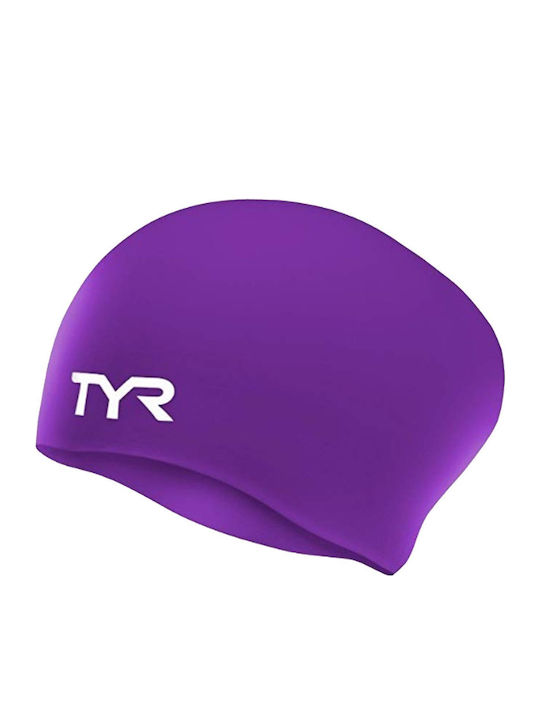 Tyr Long Hair Silicone Adults Swimming Cap Purple