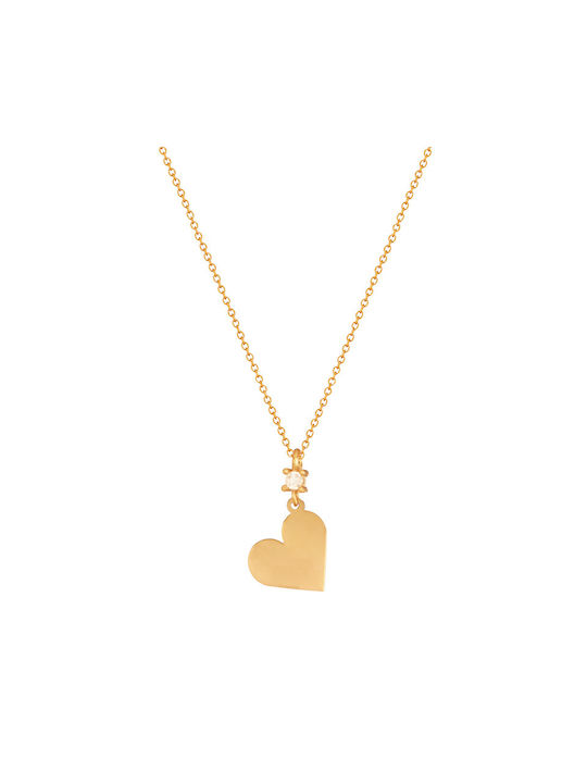 Women's 9k Gold Necklace Single Stone Heart